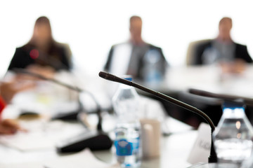 microphones at business meeting