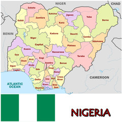 Nigeria Africa emblem map symbol administrative divisions