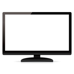 modern blank flat screen tv isolated on white background