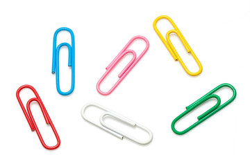 colorful paper clip against a white background