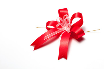 red bow ribbon on white background