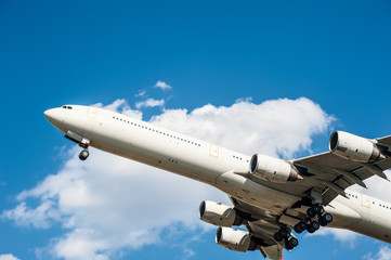 Airplane is flying into the sky