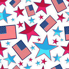 Fototapeta premium Seamless pattern for 4th of July, American Independence Day.