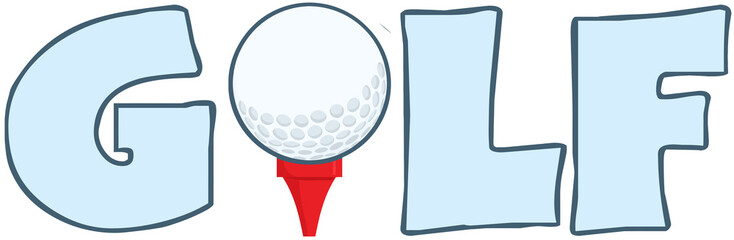 Golf Text With Golf Ball Tee