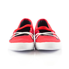 red shoes on white background.