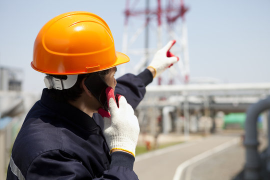 Chemical industrial engineer on location