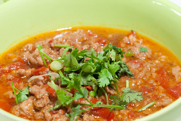 Pork spicy sauce Thai traditional food, Thai call Nam prik ong