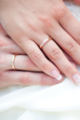 Hands with rings of a wedding couple