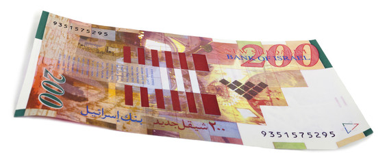 Isolated 200 Israeli Shekels Bill