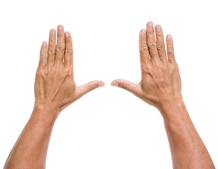 Man hands isolated on white background