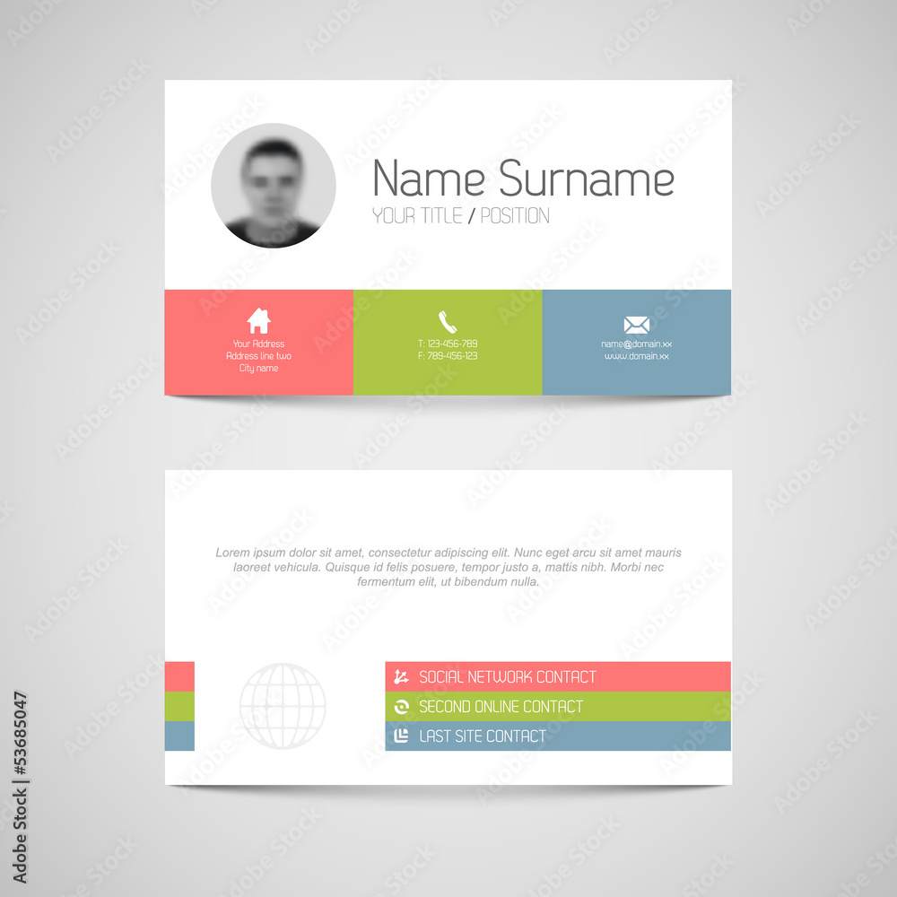Poster modern business card template with flat user interface