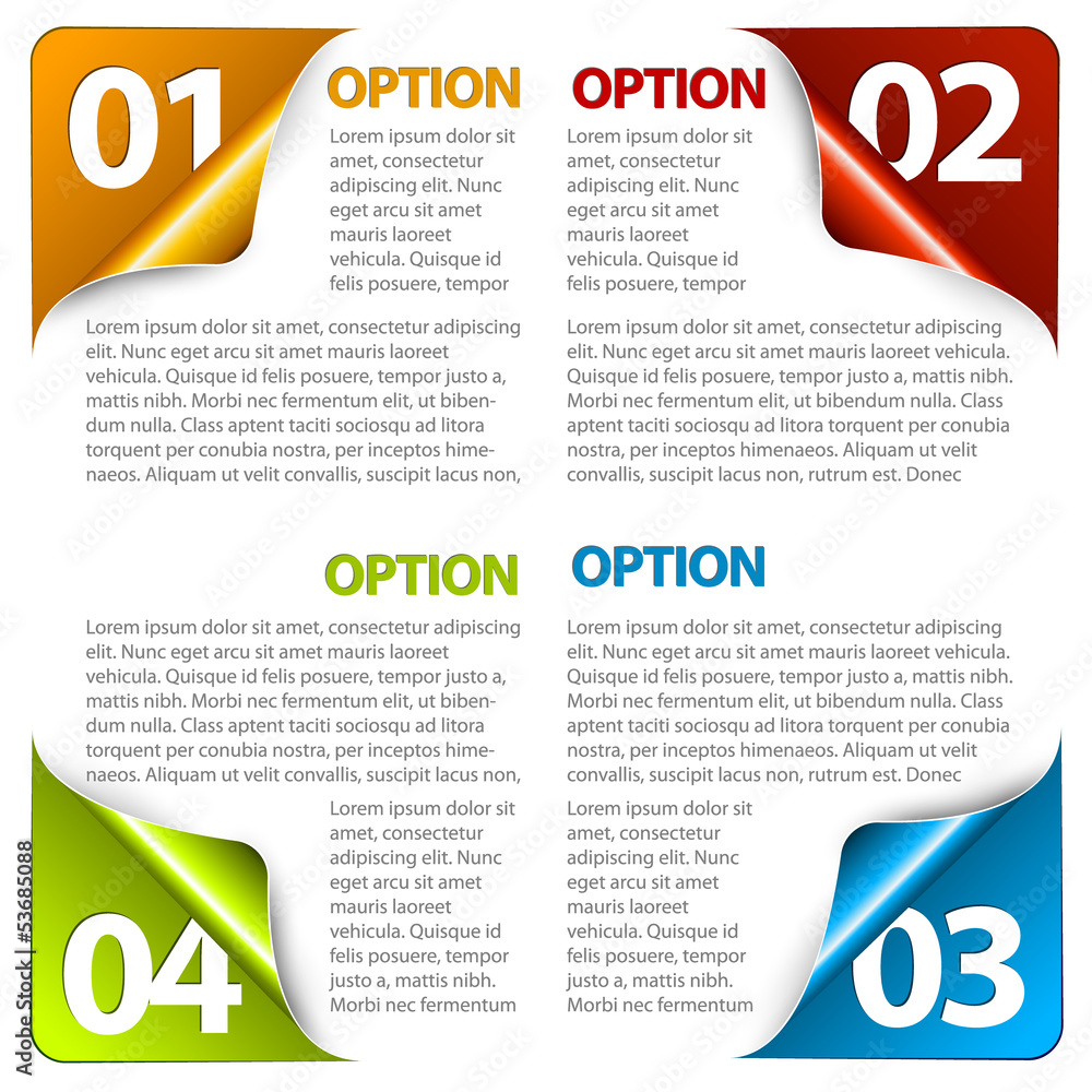 Poster set of colorful vector sample option stickers