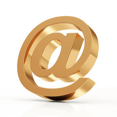 Golden Email Symbol isolated on white background