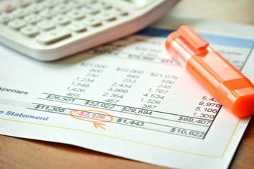 Obraz premium Finance budget report with calculator