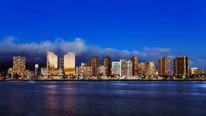 Skyline of downtown Honolulu, Oahu, Hawaii