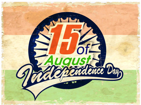 Vintage Indian Independence Day background with Ashpka wheel on