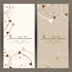 Beautiful floral decorated invitation cards design.