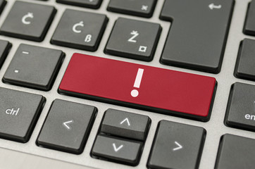 Exclamation mark on computer keyboard