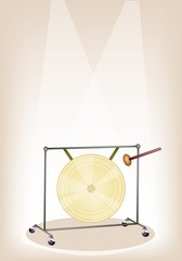 A Musical Gong on Brown Stage Background