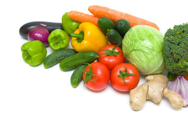 fresh vegetables on a white background. horizontal photo.