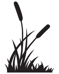 Silhouette reed isolated on white background - obrazy, fototapety, plakaty
