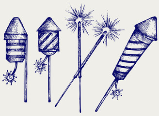 Fireworks. Doodle style