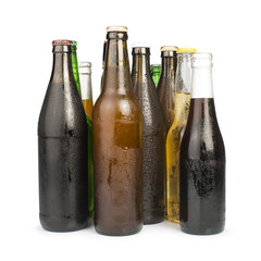 Group of Beer bottles isolated studio shot