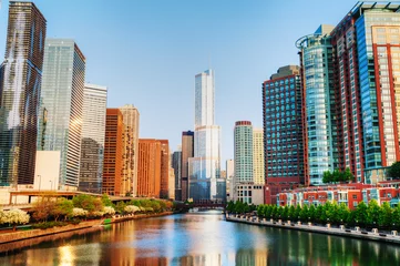 Papier Peint photo autocollant Chicago Centre-ville de Chicago avec Trump International Hotel and Tower à Chi