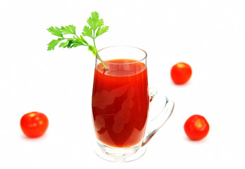 a glass of tomato juice.