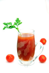 a glass of tomato juice.