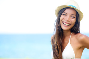 Woman - happy joyful beach summer girl portrait