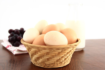 Colorful Farm Fresh Eggs In A Basket