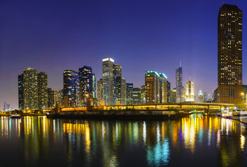 Fototapeta na wymiar Downtown Chicago, IL in the night