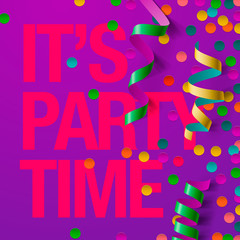 Party template with streamers and confetti, vector Eps10 image.