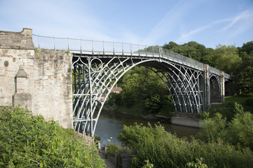 Iron Bridge spans River Severn at Ironbridge UK - obrazy, fototapety, plakaty