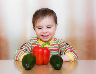 Fototapeta premium Happy Kid with vegetables