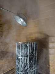 Steam and heat in a sauna