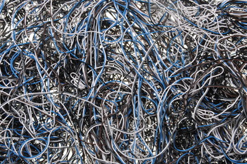 Chaos of network cables - obrazy, fototapety, plakaty