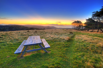 Beautiful sunset on the top of the hill