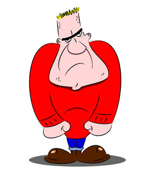 A cartoon hard man thug looking mean and dangerous