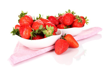 Fresh strawberry in bowl isolated on white