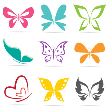 Vector group of butterflies on white background. Insect.  Easy editable layered vector illustration.