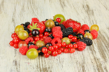 Ripe berries on table close-up
