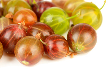 Fresh gooseberries isolated on white