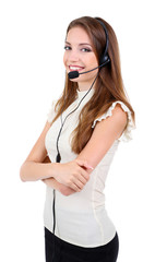 Call center operator isolated on white