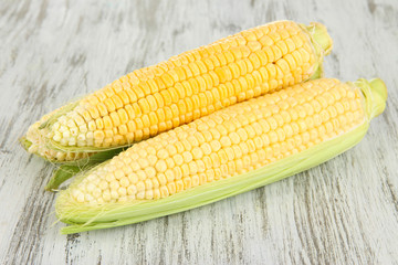 Fresh corn vegetable on wooden table