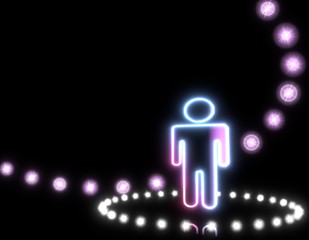 3d render of a male man symbol  on disco lights background
