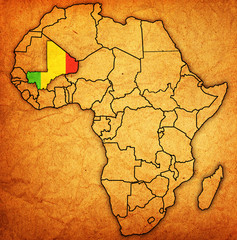 mali on actual map of africa - obrazy, fototapety, plakaty