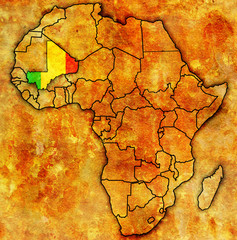 Fototapeta na wymiar mali on actual map of africa