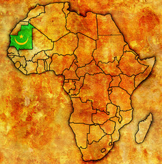 Fototapeta na wymiar mauritania on actual map of africa